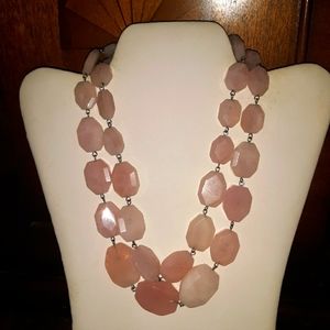 PRETTY PINK DOUBLE STRANDED NECKLACE HIGH END COSTUME JEWELRY